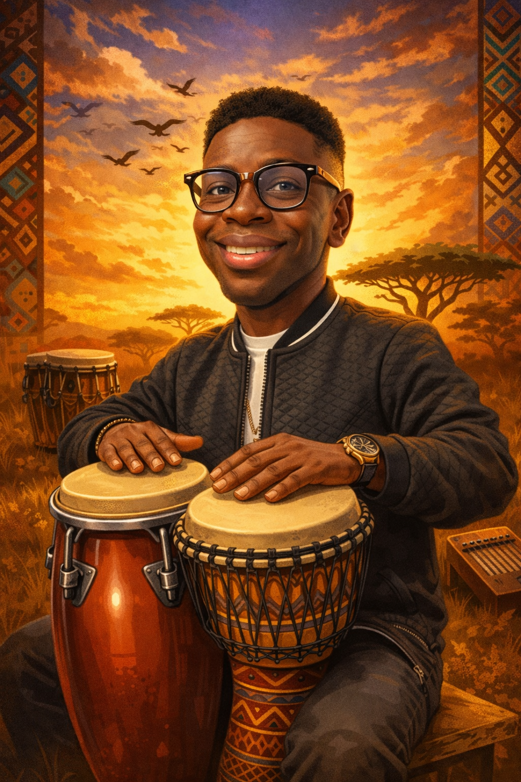 Kneelyo playing musical instruments 